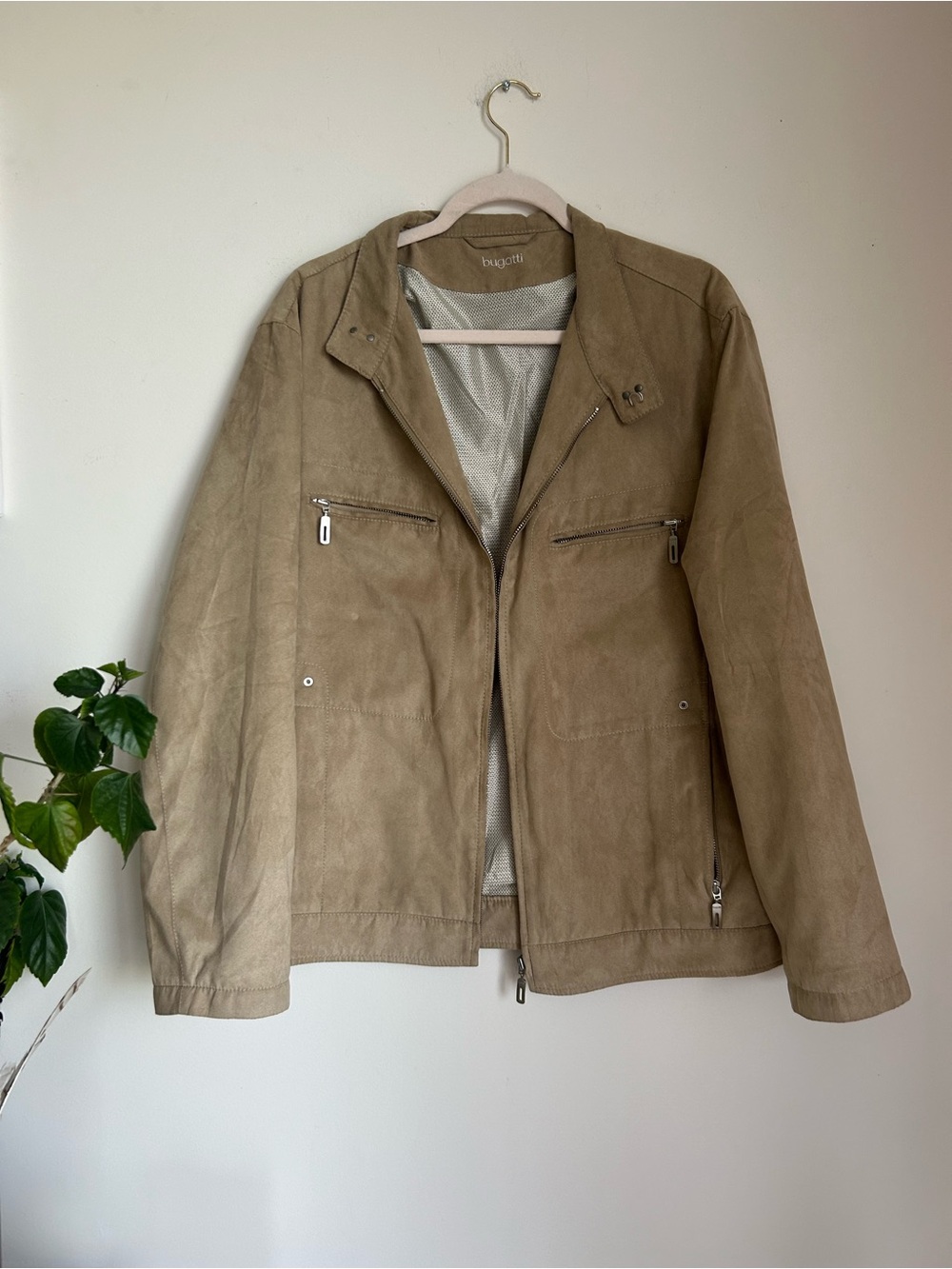 Bugatti Men's Suede Bomber Jacket - Tan